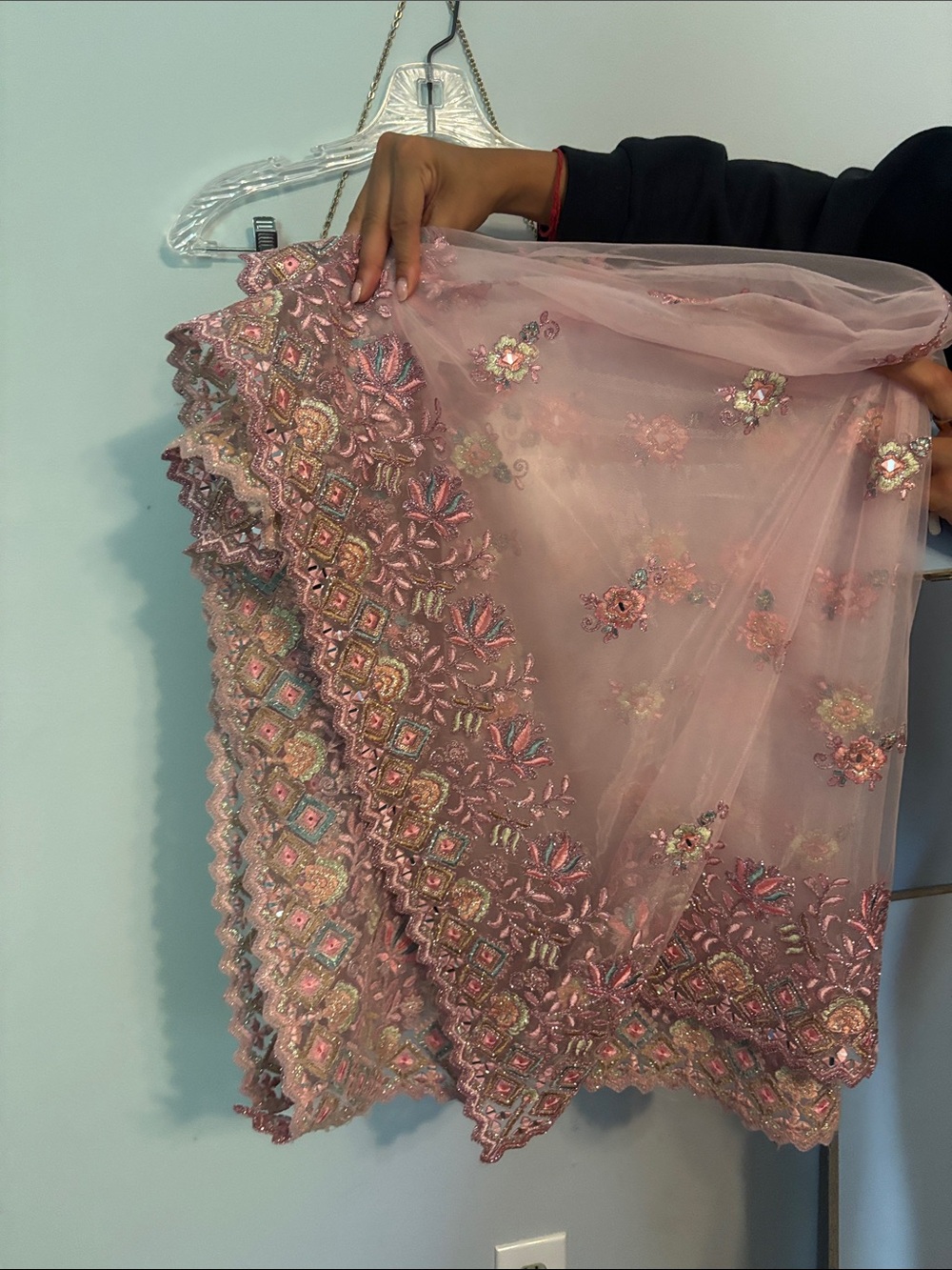 Embellished Pink A-Line Lehenga - Picture 7 of 8